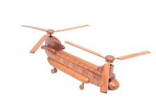 Listing image for CH-47 Chinook Wooden Helicopter Model | Mahogany