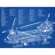 Listing image for Chinook Helicopter CH-47D Military Transport Patent Canvas Wall Art Print Poster